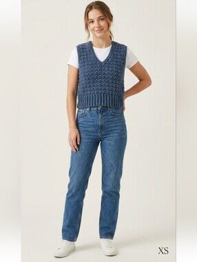 Handmade Blue Knit Sweater Vest